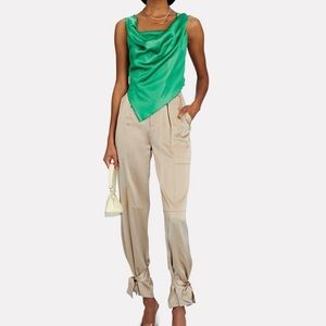 Nanushka Green Satin Petra Top